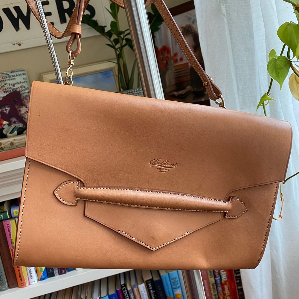 Tan Italian Leather Clutch/Crossbody